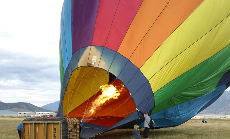 Filling up hot air balloon