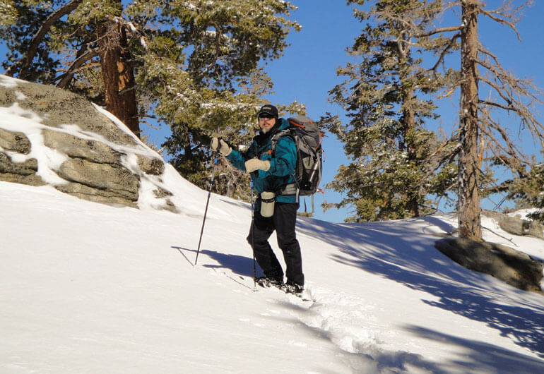 Ascending hills, Snowshoeing