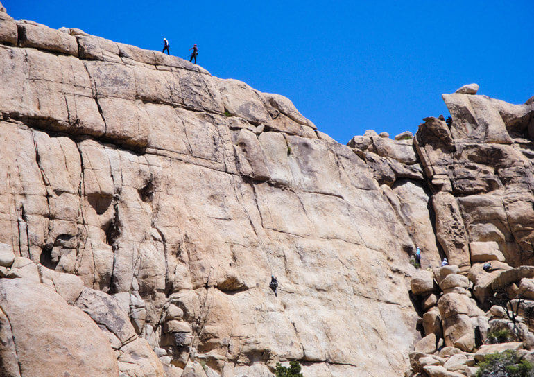 Rock climbing wall in Joshua Tree