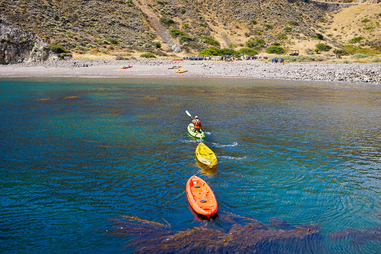 Kayaks on Santa Cruz Island