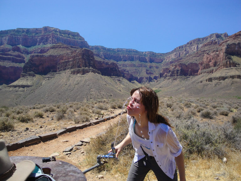 Necessary water break along the Grand Canyon