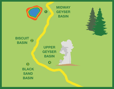 Hot Springs Map Western Side of Yellowstone